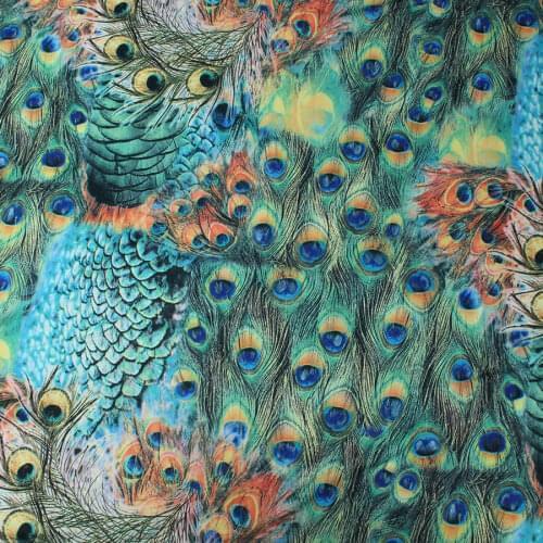 Knit Spandex Fabric Elastic Material Digital Print Peacock Swimwear leotard textile 155cm wide by Yard