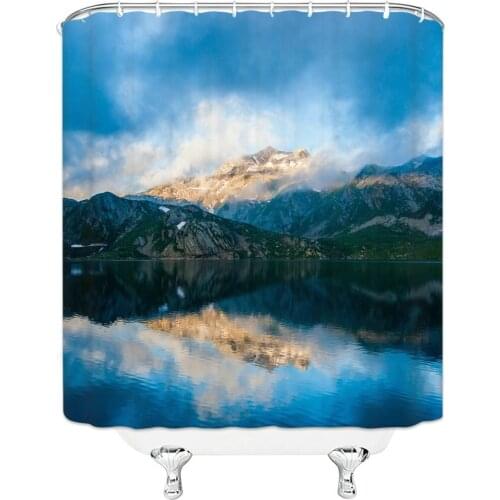 Unique Design Beautiful Pink Flower Picture Hanging Shower Curtain Waterproof Mildew Polyester Fabric Home Bathroom Decoration