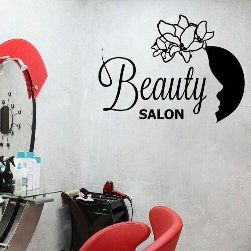 Vinyl Wall Stickers Beauty Salon Room Decor Hair Salon Wall Decals Womam Face Windows Sticker Barber Shop Pure Color B564