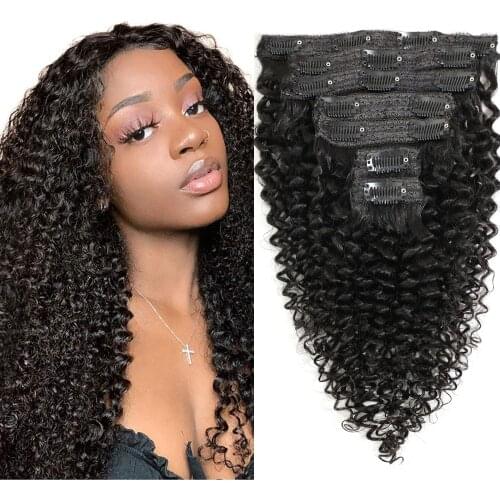 Clip in Hair Extensions Mongolian Kinky Curly Hair Clip ins Remy Human Hair 7Pcs/Set 100G For a Full Head Free Shipping