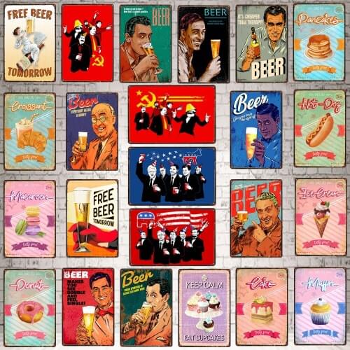 【YZFQ 】Funny Beer Poster kitchen Sign Home Make Pie Tin Metal Sign Vintage Plate Wall Pub Restaurant Home Art Decor DU-7411A