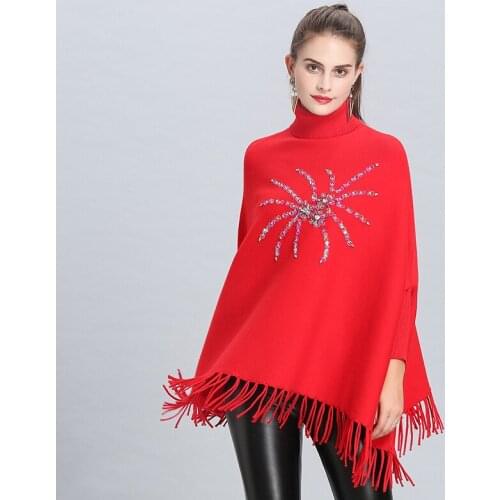 LaMaxPa 2018 Winter New Women/Ladies Warm Thicken Solid Oversize Cashmere Shawls High Neckline Spider Pattern Wraps Femme Poncho