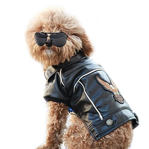 NACOCO Dog Winter Coat Pu Leather Motorcycle Jacket for Dog Pet Clothes Leather Jacket, Waterproof