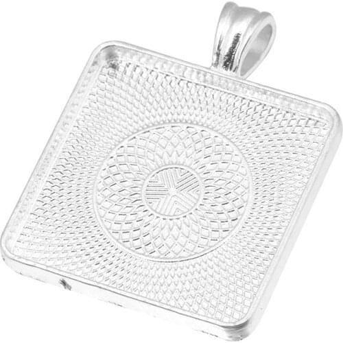 10pcs/lot 30mm Cabochons Bases Jewelry Settings Pendant Bezel Trays Fit 30mm Square Glass Cabochon Cameo DIY Necklace Making