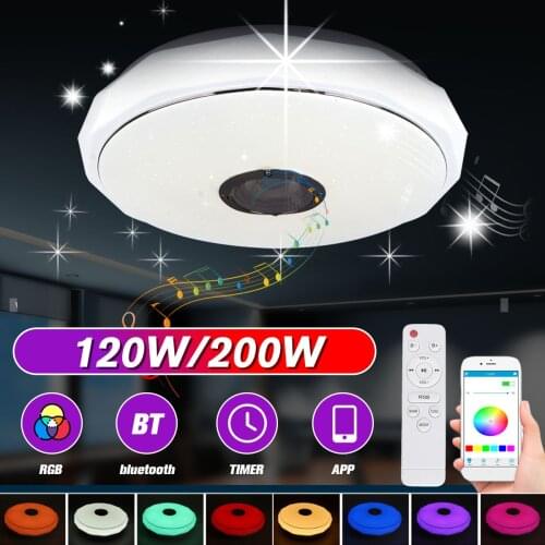 120W/200W Modern RGB LED Ceiling Lights Home lighting APP bluetooth Music Light Bedroom Lamps Smart Ceiling Lamp+Remote Control