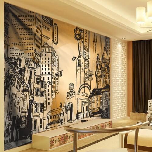 3D Tapestry Wall Hanging Sketch City Wood Grain Letter Nordic Decoration Wall Tapestry Living Room Wall Carpet Bedspread Gobelin