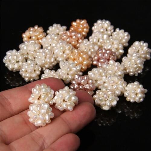 5pcs/lot Natural Freshwater Pearls White Cluster Balls Baroque Handmade Pearls Charm Beads For Necklace Pendant Earrings DIY