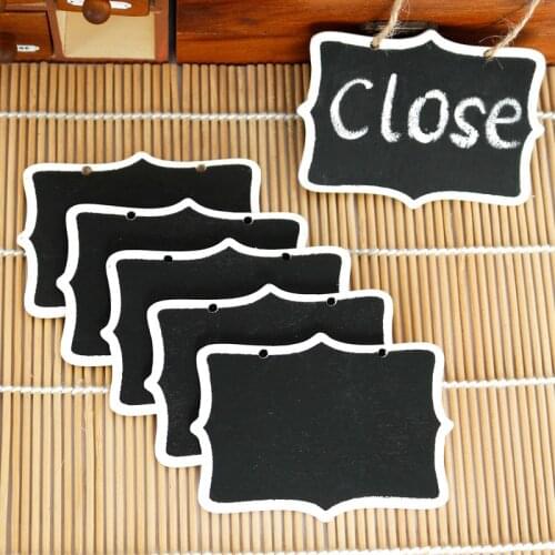50pcs Mini Heart Shape Blackboard Creative Double Side Small Chalkboard Message Notice Hanging Wooden Black Board Party Decor