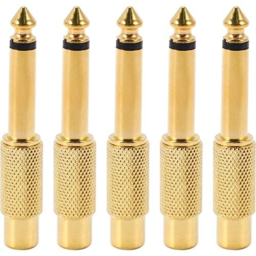 5x Gold Plated 6.35mm 1/4 inch Male Mono Plug to RCA Female 6.5mm Jack Audio Stereo Adapter Connector Plug TS Converter Sound Mi