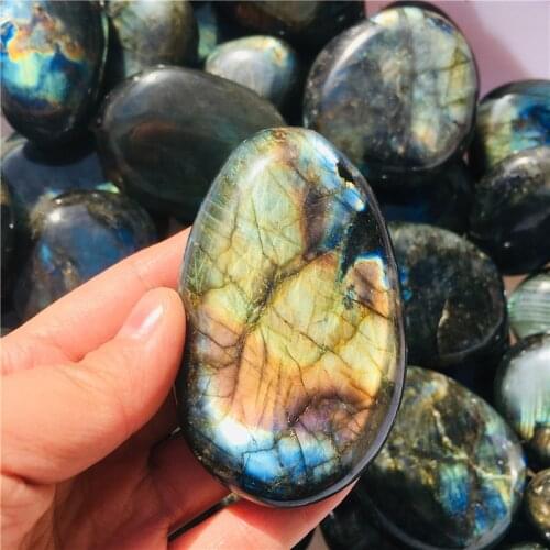 AAA Natural yellow blue Rainbow Labradorite Crystal Healing Madagascar
