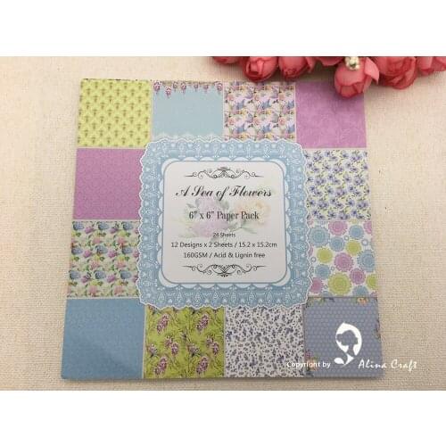 AlinaCraft 24 sheet 6"X6" sea flowers patterned paper design Scrapbooking paper pack handmade craft paper craft Background pad