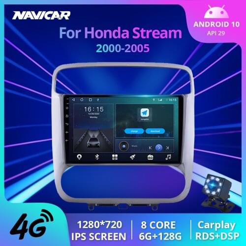 NAVICAR 2Din Android10.0 Car Radio For Honda Stream 2000-2005 Stereo Receiver GPS Navigation DSP Auto Radio Bluetooth Player IGO