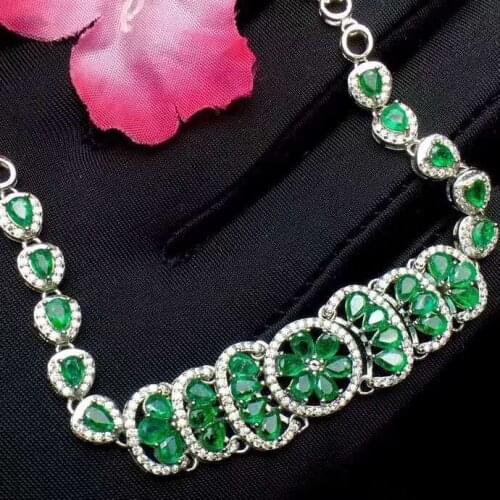 Natural real emerald bangle gemstone Free shipping For men or women 925 sterling silver Bangle