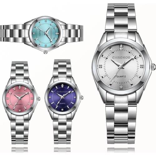 CHRONOS Frauen Luxus Strass Edelstahl Quarz Uhren Damen Business Uhr Japanischen Quarz Bewegung Relogio Feminino