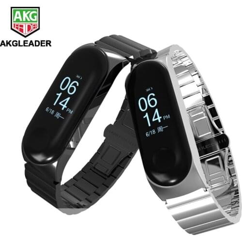 For Xiaomi Mi 3 Bamboo Metal Steel Wrist Strap Band With Butterfly Buckle For Xiaomi Band 3 Watchbands Miband 3 Bracelet Bands