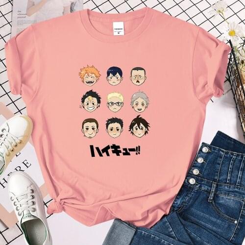 Haikyuu Funny Character Comic Prints T Shirt For Girls Harajuku Oversize Tee Shirt Hip Hop Brand T-Shirts 2021 Woman T-Shirt