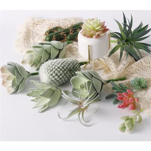 Artificial plants suculentas for home decor Fake cactus decoration plantas artificiales home decor Green succulent high quality