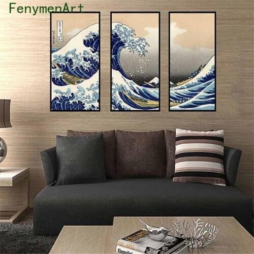 Famous Kanagawa Wave Canvas Painting Japan Landscape Wall Art Poster And Print Seascape Wall Pictures for Home Decor