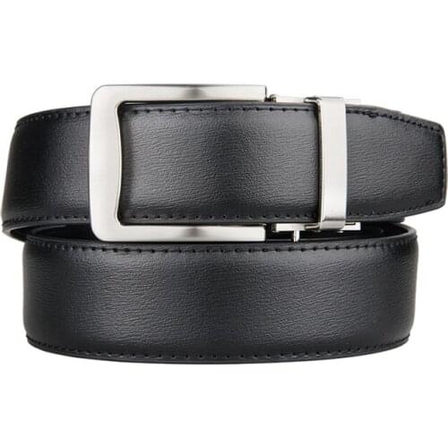 Brand Fashion Automatic Buckle Black Genuine Leather Belt Mens Belts Cow Leather Belts for Men 3.5cm Width Golf Belt
