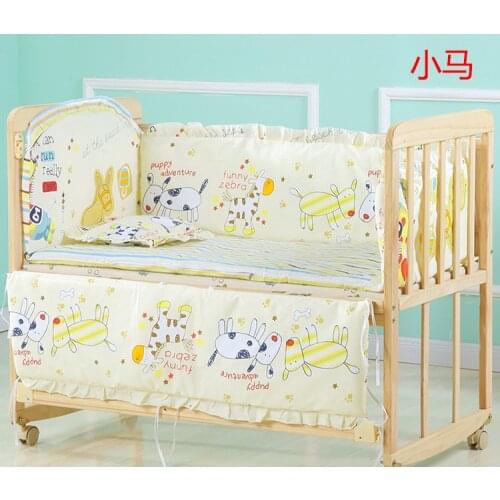 6pcs Cartobn Baby Bed Baby Bedding Set Crib Protector for Toddler Baby Bed Bumper ,include(4bumper+matress+pillow)