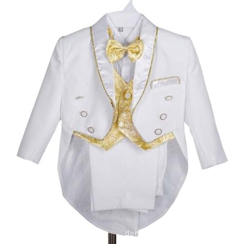 Little Boys Black Bow Tie Christening Suit Kids Black White Baptism Tuxedo Costume Baby Boy Gentlemen Birthday Clothes Set 1-4Y