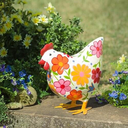 Creative Floral Print Hen Shaped Sculpture Resin Ornament Environmental Resin Living Room Office Home Accessories Statue