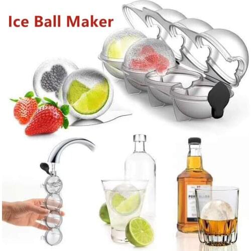 4-hole Ice Ball Maker Pratical Ice Box Whiskey Maker Round Mold Ice Tray Mold Ice Maker Ice Ball Maker Mold For Bar Kitchen Tool