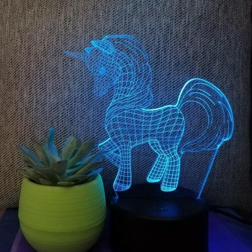 Lovely Unicorn 3D LED Night Light Unicornio Party Cartoon Table Lamp 7 Color Change Baby Sleep Lighting Home Decor Horse Lamp