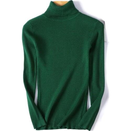 Ele-choicesFashion Solid Color Turtleneck Sweater Pullover Women Elastic Skinny Knitted Top For Autumn Winter