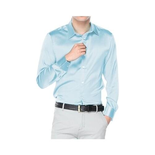 Plus - size mens shirt The new 2020 long sleeve silk shirts cultivate ones morality shirt male XS - 6 xl