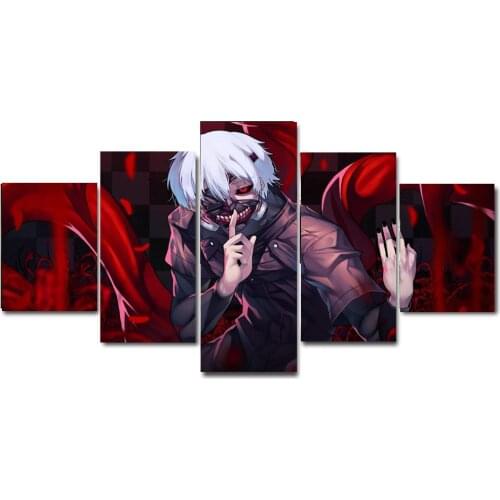 Set of 5 Pieces Kaneki Tokyo Ghoul Manga Anime Colorful Canvas Art Prints Poster,No Frame