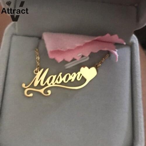 Customized Ribbon Love Name Necklace Fashion Jewelry Stainless Steel Personalized Name Necklace Christmas Gift Bijoux femme