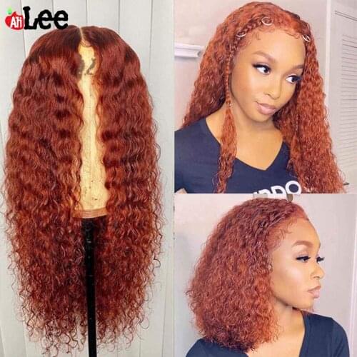 Orange Ginger Curly Lace Front Human Hair Wigs 180 Density 13x4 Lace Frontal Wig Brazilian Remy Hair Pre Plucked For Women