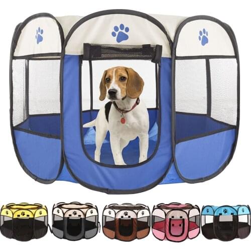 Portable Folding Pet Tent Dog House Octagonal Cage For Cat Tent Playpen Puppy Kennel Easy Operation Fence Outdoor Big Dogs House