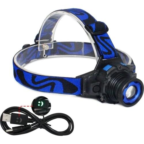 Q5 ​USB Rechargeable Headlights 3 Modes Waterproof Zoomable For Camping Hunting Fishing Frontal Head Lamp With US\EU Plug