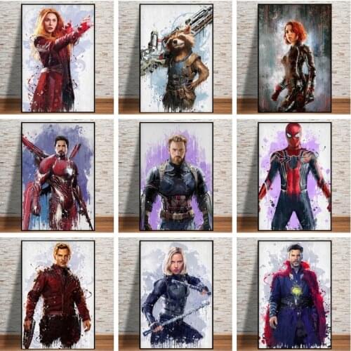 Marvel Superhero Avengers Poster Iron Man Watercolor Canvas Painting Captain America Wall Art Decor Pictures for Home Decoration