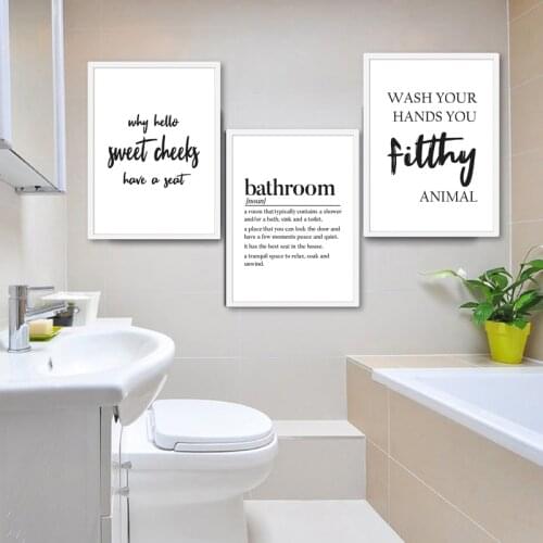 Bathroom Definition Quotes Black White Posters and Prints Modern Minimalist Wall Art Picture Canvas Painting Bathroom Decoration