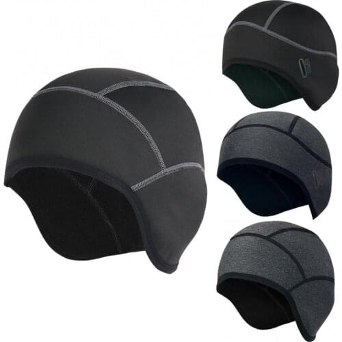 Helmet Liner Thermal Skullcap Beanie with Ear Covers for Running Cycling Skiing