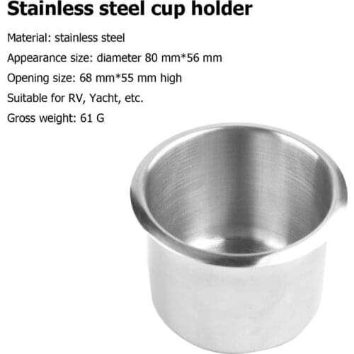 68x55mm Small Stainless Steel Cup Drinking Holder for Marine Boat Car Truck Camper Stainless Steel Poker Table Cup Holder Inser