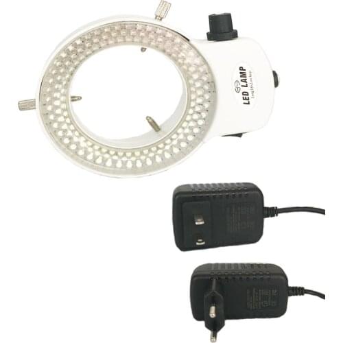White coolor EU US Plug Adjustable144 LED Ring Light Lamp For trinocular /binocular Stereo Microscope Digital Camera Magnifier