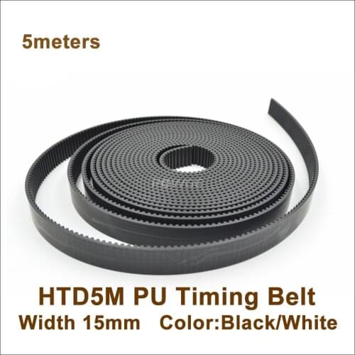 POWGE 5meters HTD5M 15 PU Open Synchronous Belt Width 15mm Polyurethane With Steel Core Belt High Quality 5M 15 Timing Belt