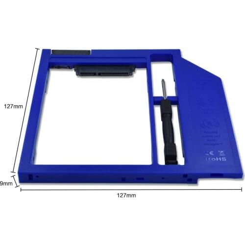 TISHRIC Blue Plastic HDD Caddy 9.5mm SATA 3.0 Optibay Hard Disk Drive BOX 2.5" SSD Adapter CD DVD HDD Case Enclosure For Laptop