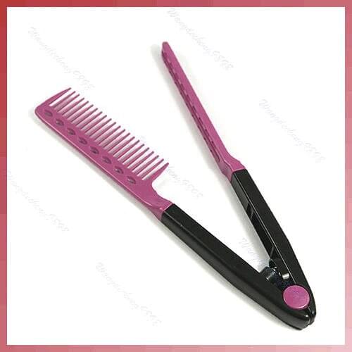 Folding V Comb Hair Straightener Hairdressing Salon Straightening Brush Tops New