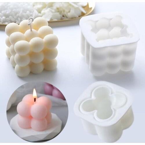 Hand-made Soy Candles Aroma Wax Soap Molds 3D Cube Candle Mold DIY Round Cube Candle Mould Soy Wax 3D Silicone Mold