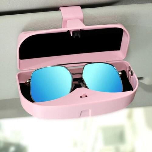 Stylish Car Glasses Case Plastic Multifunctional Sun Visor Glasses Holder Solid Sunglasses Clip Card Pen Case Storage Box