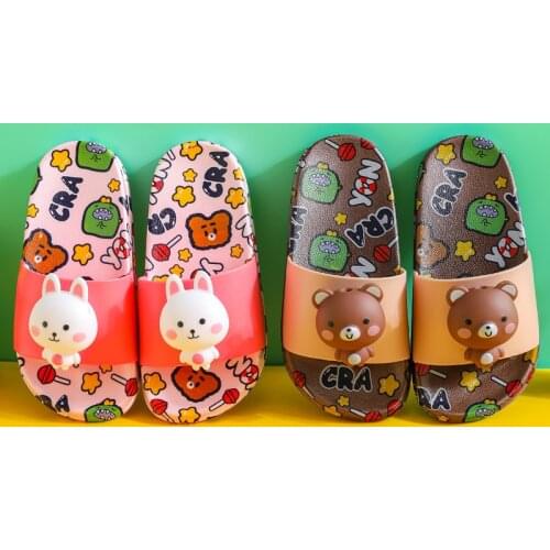 2021 New Cute Kids Slippers Rabbit Bear Duck Children Baby Home Slippers Waterproof Breathable Non-Slip Boys Girls Home Shoes