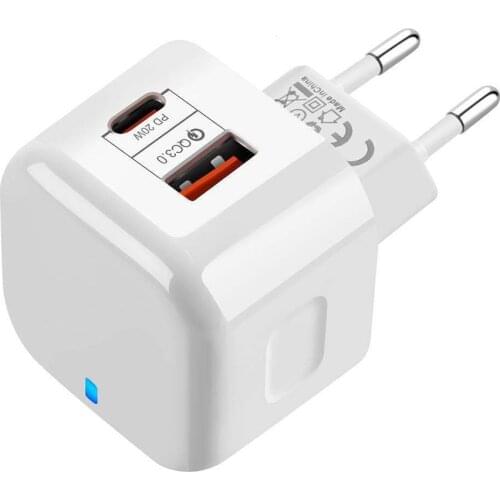 2 Ports QC3.0 Type C Charger PD 20W Quick Charger USB-C Fast Charging Travel Wall Charger Power Adapter For iPhone 12Pro Max