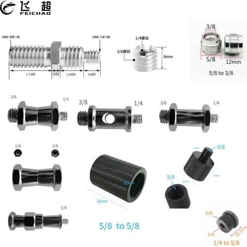 SLR Camera Photo Studio Accessories Metal 1/4" 3/8" 5/8" Threaded Screw Mount Adapter Tripod Plate Flash Lights Mic Converter