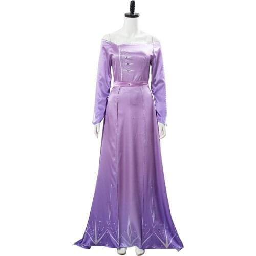 Elsa Cosplay Costume Pink Purple Violet Dress Arendelle Bedroom Gown Nightgown Women Girls Halloween Carnival Costumes