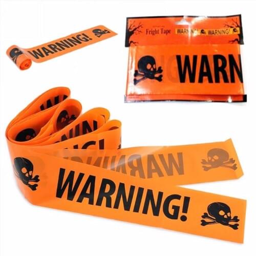 1PC Halloween Warning Tape Props Window Prop Warning Line Plastic Skull Head Warning Tape Signs Halloween Decoration 580x8.5cm
